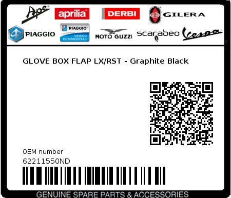 Product image: Piaggio - 62211550ND - GLOVE BOX FLAP LX/RST - Graphite Black 