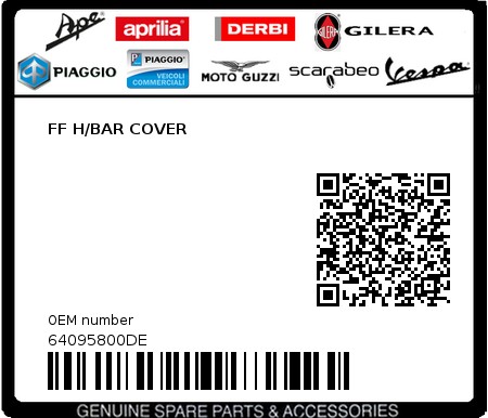 Product image: Piaggio - 64095800DE - FF H/BAR COVER  0