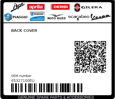 Product image: Piaggio - 65327100EU - BACK COVER 