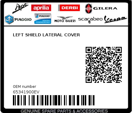 Product image: Piaggio - 65341900EV - LEFT SHIELD LATERAL COVER 