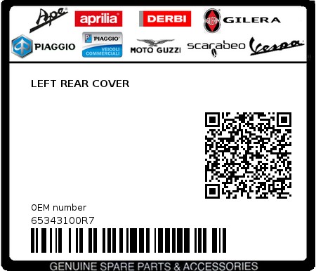 Product image: Piaggio - 65343100R7 - LEFT REAR COVER 