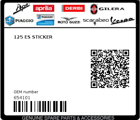 Product image: Piaggio - 654101 - 125 ES STICKER 