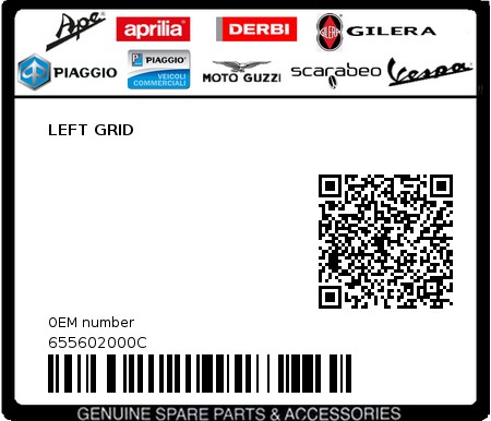 Product image: Piaggio - 655602000C - LEFT GRID 