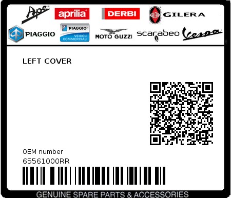 Product image: Piaggio - 65561000RR - LEFT COVER 