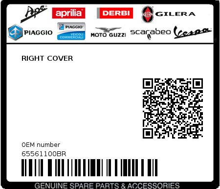 Product image: Piaggio - 65561100BR - RIGHT COVER 