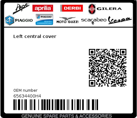 Product image: Piaggio - 65634400H4 - Left central cover 