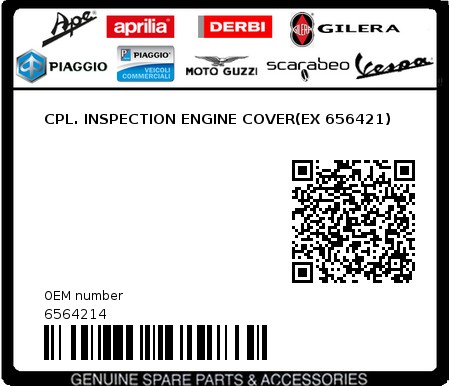 Product image: Piaggio - 6564214 - CPL. INSPECTION ENGINE COVER(EX 656421)  0