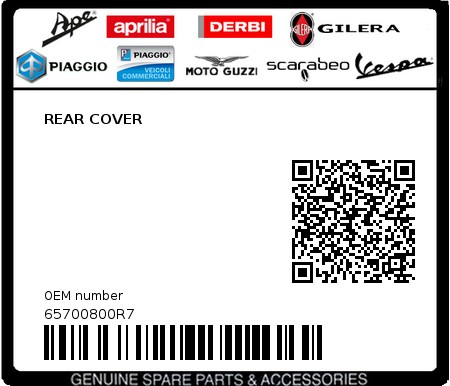 Product image: Piaggio - 65700800R7 - REAR COVER 