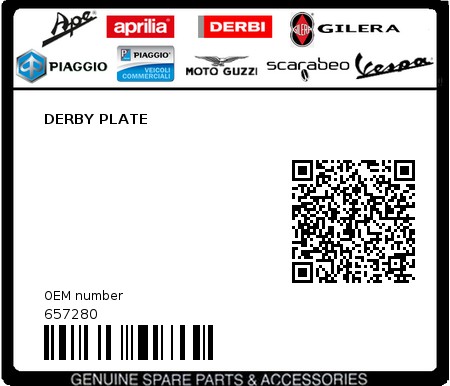 Product image: Piaggio - 657280 - DERBY PLATE  0