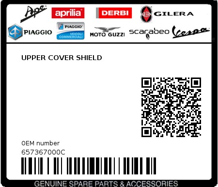 Product image: Piaggio - 657367000C - UPPER COVER SHIELD 