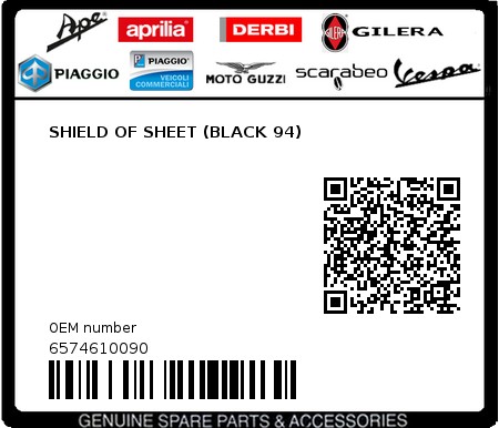 Product image: Piaggio - 6574610090 - SHIELD OF SHEET (BLACK 94) 