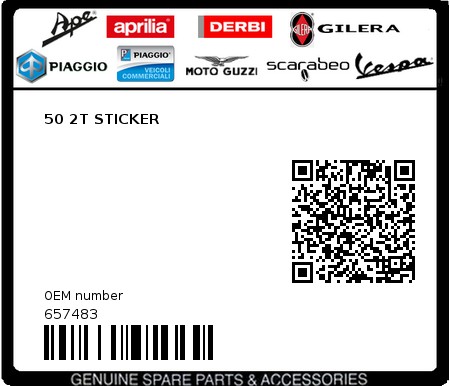 Product image: Piaggio - 657483 - 50 2T STICKER  0