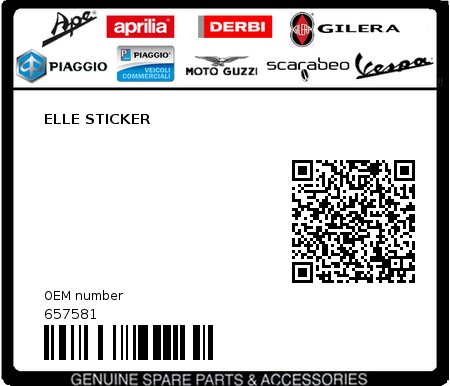 Product image: Piaggio - 657581 - ELLE STICKER 