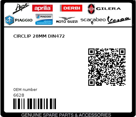 Product image: Piaggio - 6628 - CIRCLIP 28MM DIN472  0
