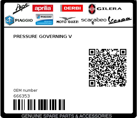 Product image: Piaggio - 666353 - PRESSURE GOVERNING V  0