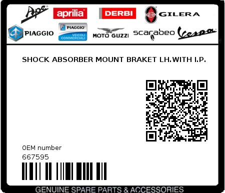 Product image: Piaggio - 667595 - SHOCK ABSORBER MOUNT BRAKET LH.WITH I.P. 