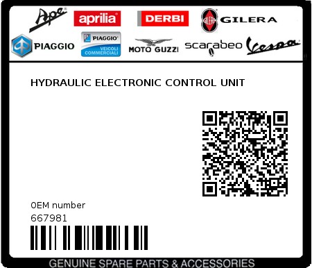 Product image: Piaggio - 667981 - HYDRAULIC ELECTRONIC CONTROL UNIT 