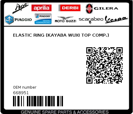 Product image: Piaggio - 668951 - ELASTIC RING (KAYABA WUXI TOP COMP.) 