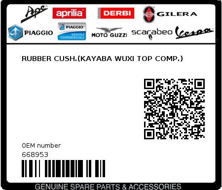 Product image: Piaggio - 668953 - RUBBER CUSH.(KAYABA WUXI TOP COMP.) 