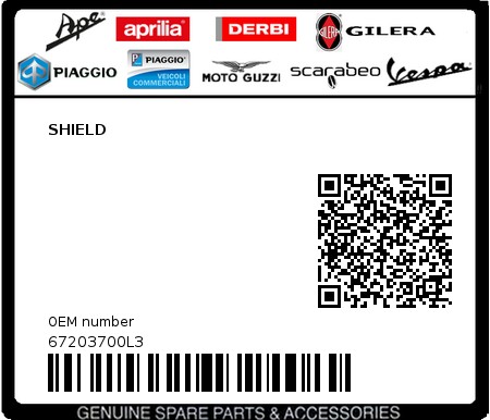 Product image: Piaggio - 67203700L3 - SHIELD 