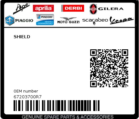 Product image: Piaggio - 67203700R7 - SHIELD 