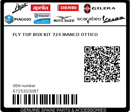 Product image: Piaggio - 6725320087 - FLY TOP BOX KIT 724 BIANCO OTTICO  0