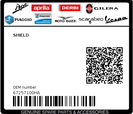 Product image: Piaggio - 67257100HA - SHIELD  0