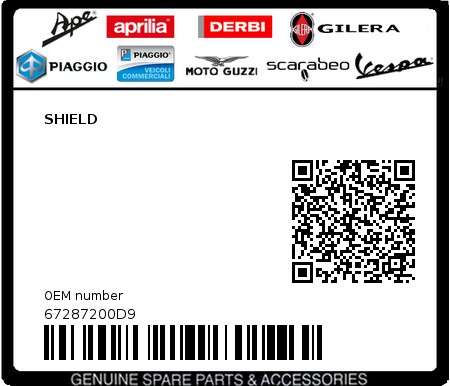 Product image: Piaggio - 67287200D9 - SHIELD  0