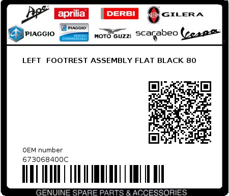 Product image: Piaggio - 673068400C - LEFT  FOOTREST ASSEMBLY FLAT BLACK 80  0