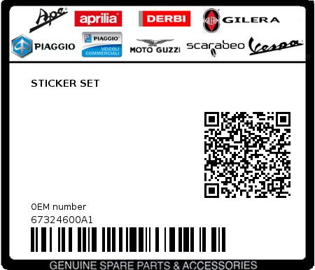 Product image: Piaggio - 67324600A1 - STICKER SET 