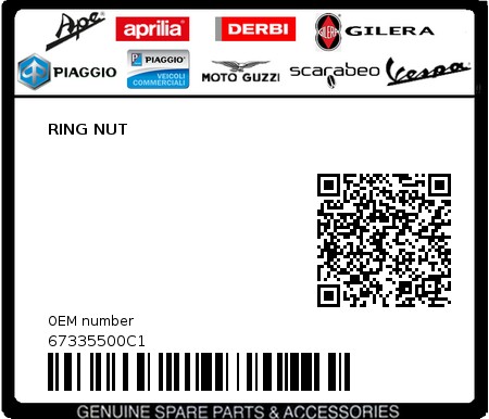Product image: Piaggio - 67335500C1 - RING NUT  0