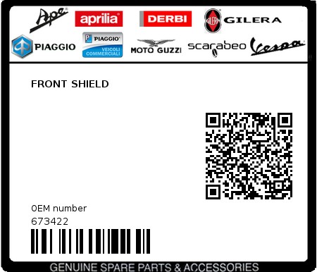 Product image: Piaggio - 673422 - FRONT SHIELD 