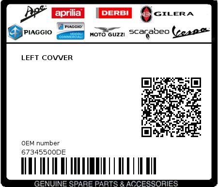 Product image: Piaggio - 67345500DE - LEFT COVVER 