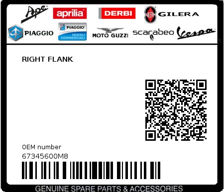 Product image: Piaggio - 67345600M8 - RIGHT FLANK 