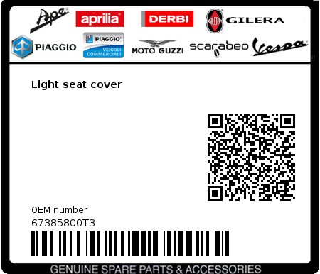 Product image: Piaggio - 67385800T3 - Light seat cover 