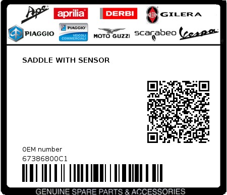 Product image: Piaggio - 67386800C1 - SADDLE WITH SENSOR 