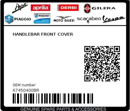 Product image: Piaggio - 67450400BR - HANDLEBAR FRONT COVER 