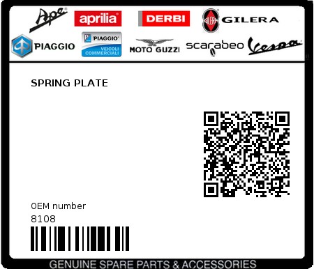 Product image: Piaggio - 8108 - SPRING PLATE 