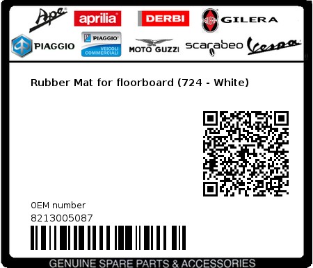 Product image: Piaggio - 8213005087 - Rubber Mat for floorboard (724 - White) 