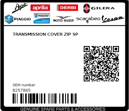 Product image: Piaggio - 8257865 - TRANSMISSION COVER ZIP SP 