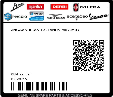 Product image: Piaggio - 8268055 - .INGAANDE-AS 12-TANDS M02-M07  0