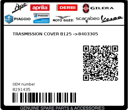 Product image: Piaggio - 8291435 - TRASMISSION COVER B125 ->8403305 