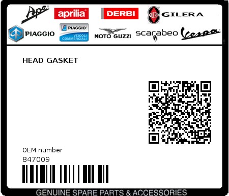 Product image: Piaggio - 847009 - HEAD GASKET  0