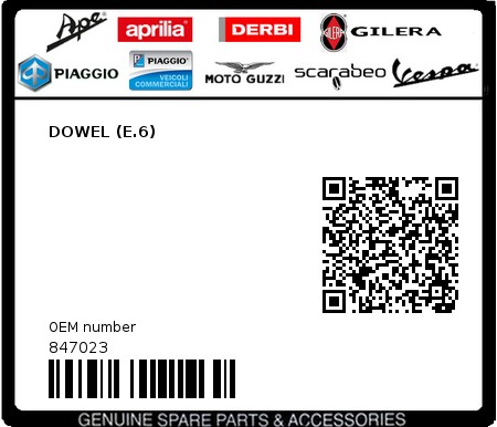 Product image: Piaggio - 847023 - DOWEL (E.6)  0
