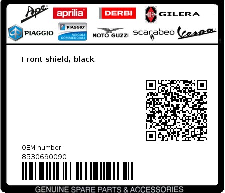 Product image: Piaggio - 8530690090 - Front shield, black  0