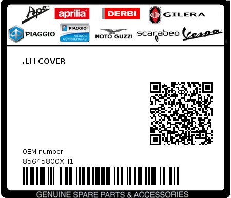 Product image: Piaggio - 85645800XH1 - .LH COVER  0