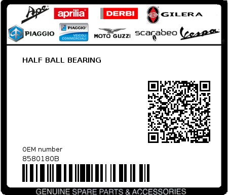 Product image: Piaggio - 8580180B - HALF BALL BEARING  0