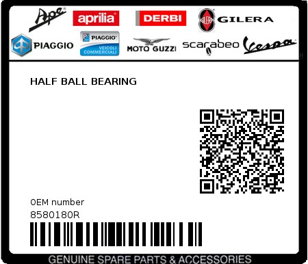Product image: Piaggio - 8580180R - HALF BALL BEARING  0