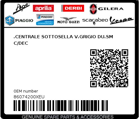 Product image: Piaggio - 86074200XEU - .CENTRALE SOTTOSELLA V.GRIGIO DU.SM C/DEC  0