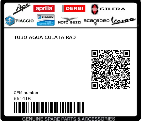 Product image: Piaggio - 86141R - TUBO AGUA CULATA RAD  0
